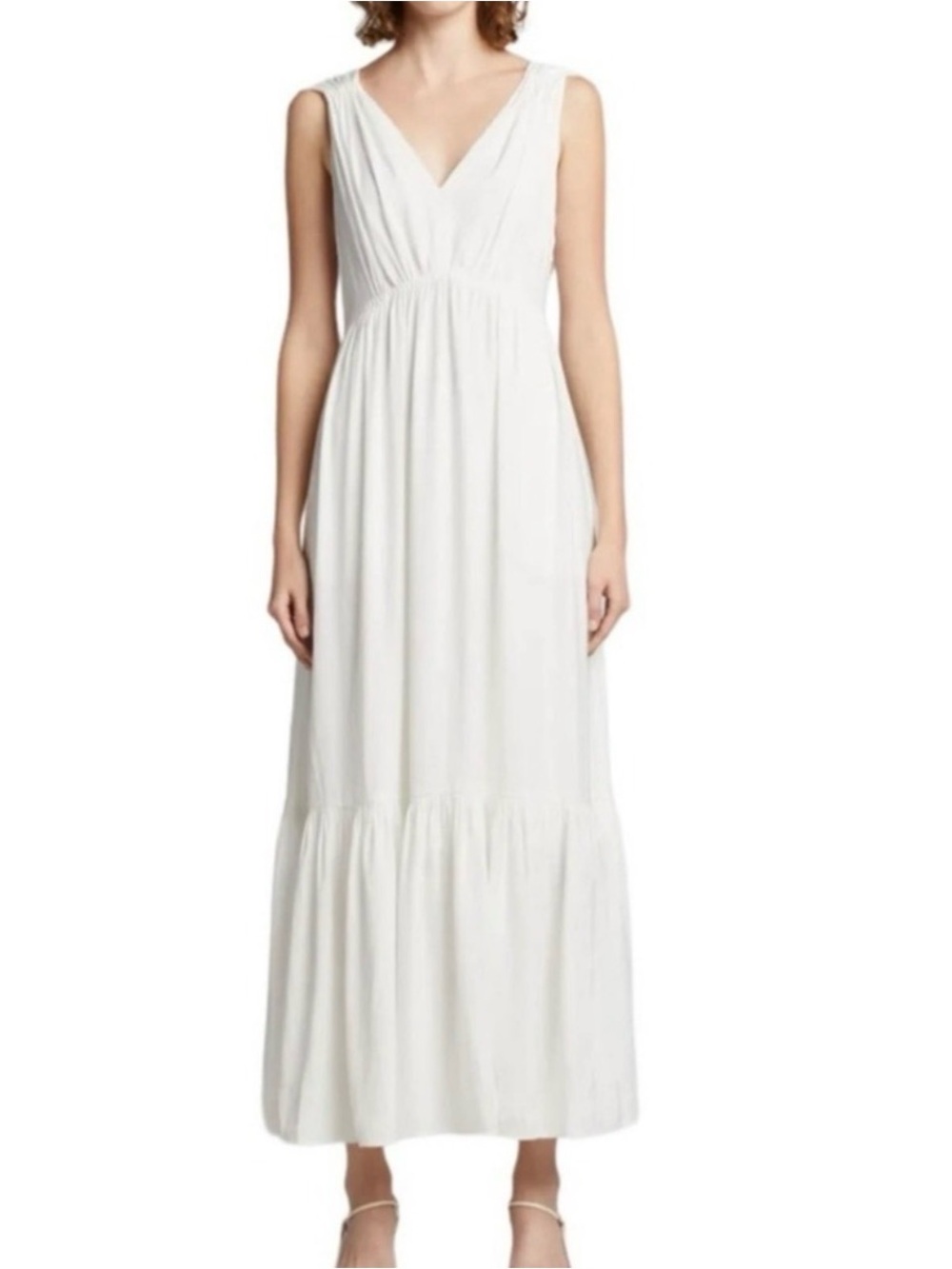Caution To The Wind White Sleeveless V-Neck Maxi Dress
